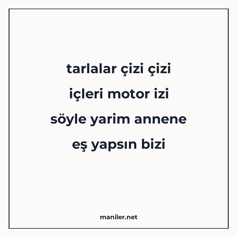 tarlalar çizi çizi içleri motor izi söyle yarim annene eş ya manisi görseli